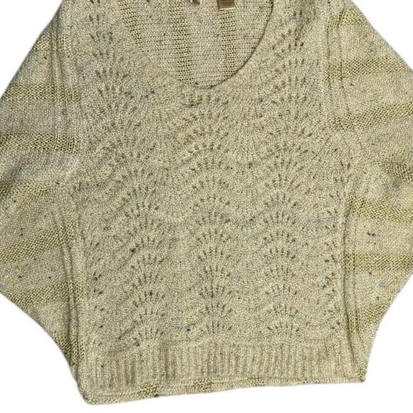 BKE Wool Blend V-Neck‎ Gold Fleck Open Knit Sweater Size Small - Picture 4 of 7